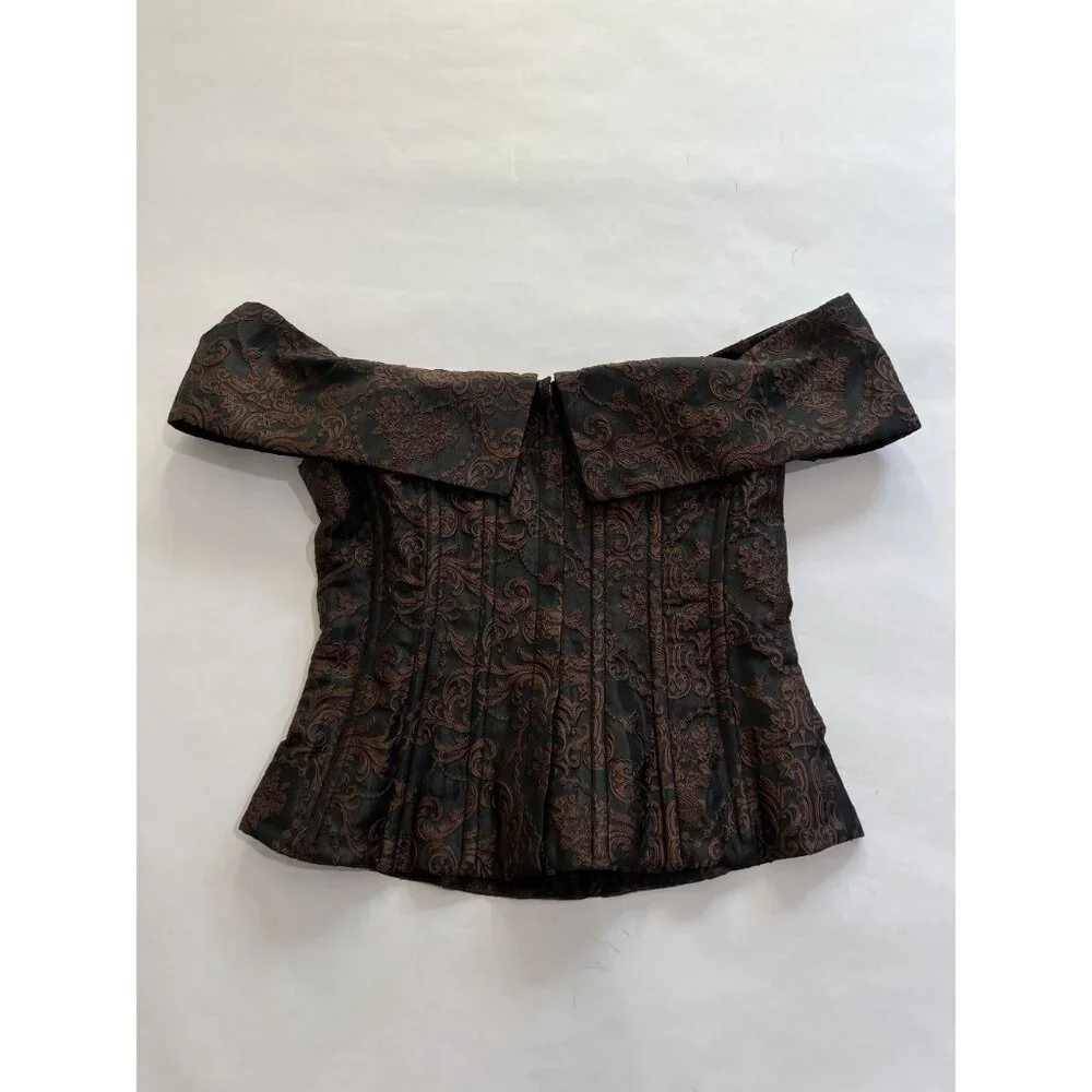 LPA Black and Brown Off-Shoulder Top - Picture 4 of 5